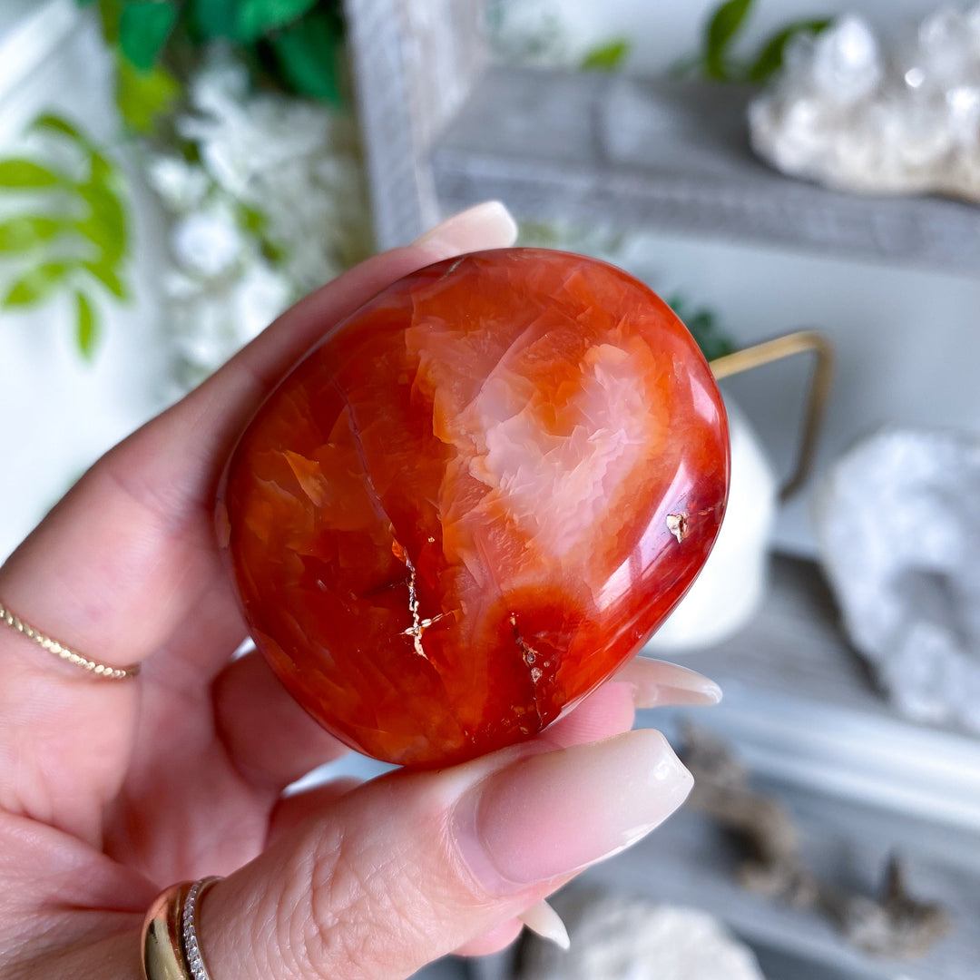 Heart Carnelian Palm Stone #8