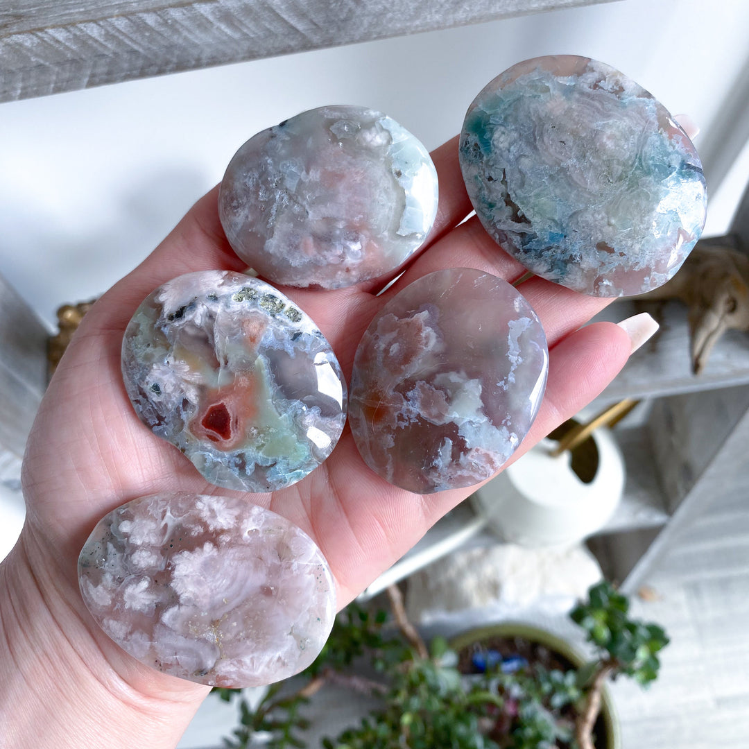Thin, Unique Flower Agate Palm Stone