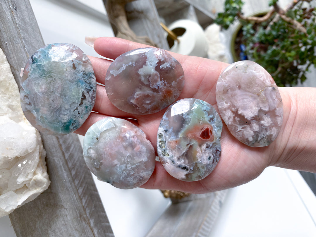 Thin, Unique Flower Agate Palm Stone