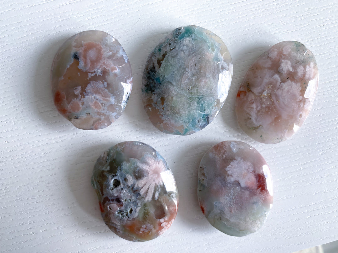 Thin, Unique Flower Agate Palm Stone