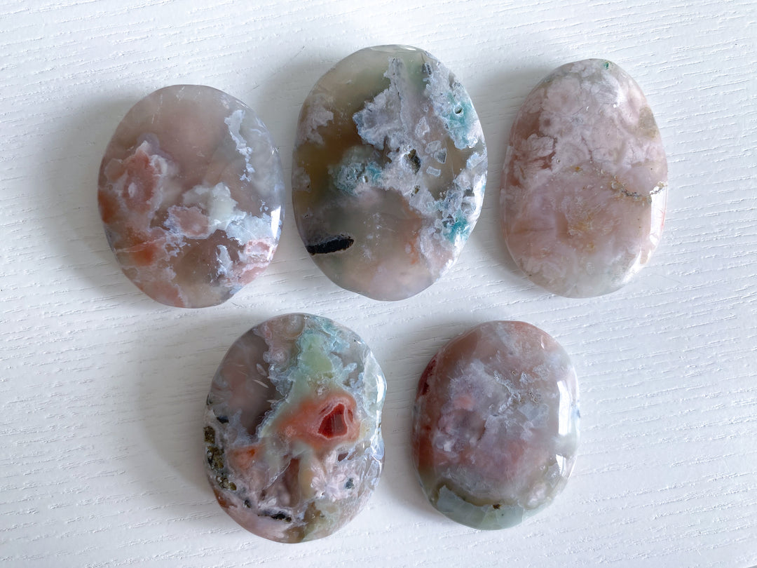Thin, Unique Flower Agate Palm Stone