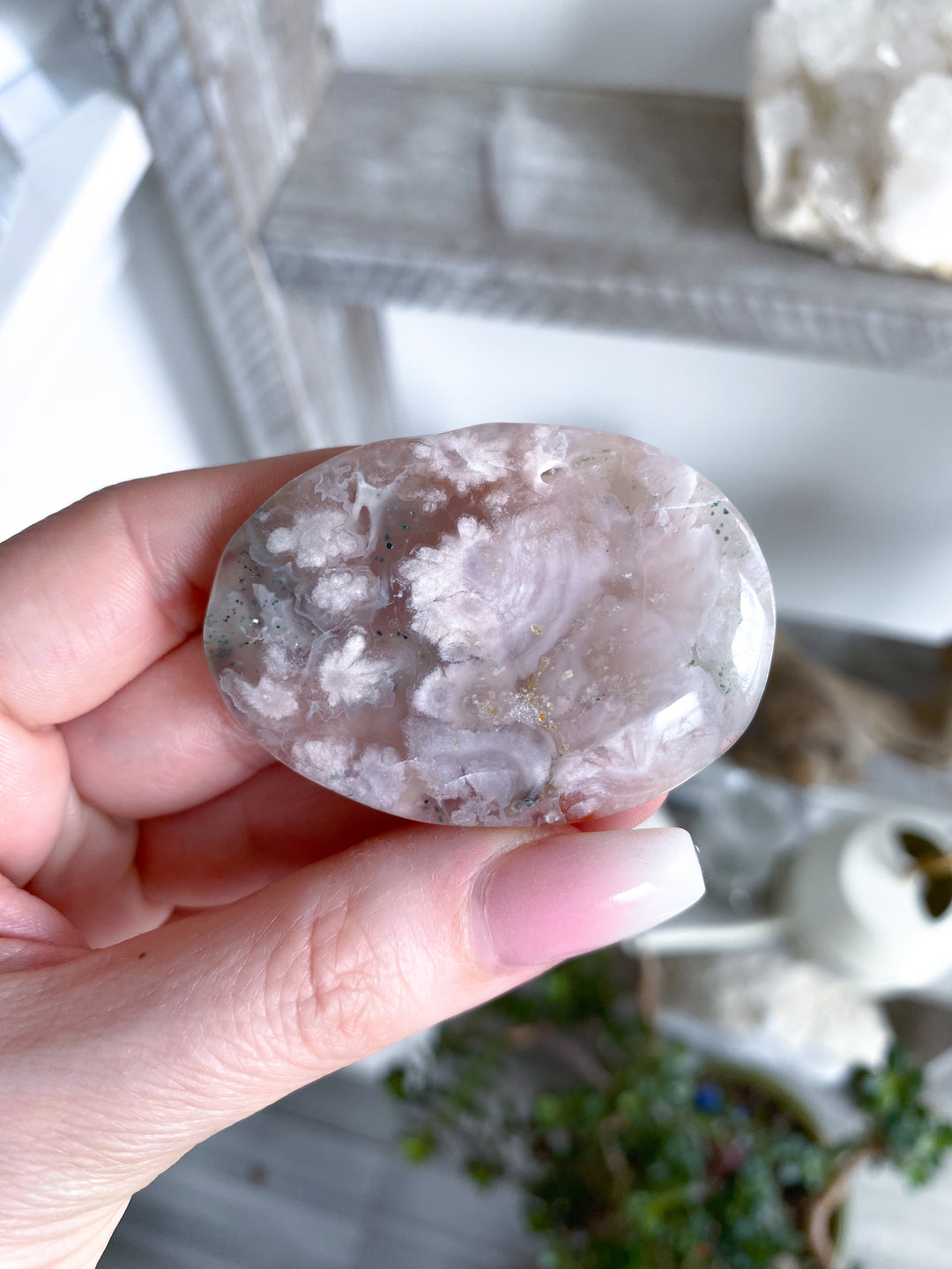 Thin, Unique Flower Agate Palm Stone