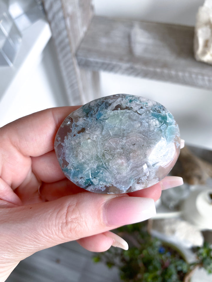 Thin, Unique Flower Agate Palm Stone
