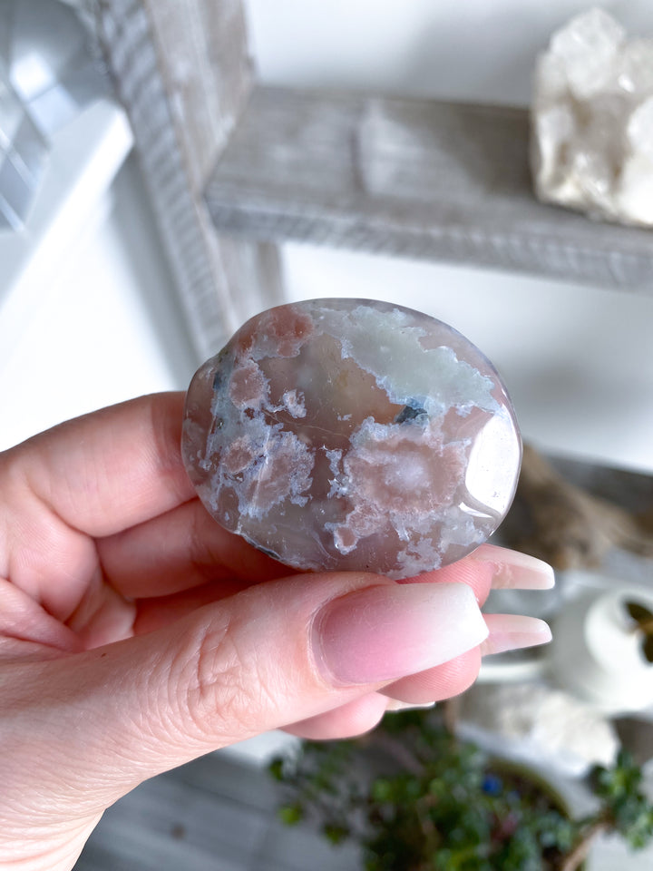 Thin, Unique Flower Agate Palm Stone