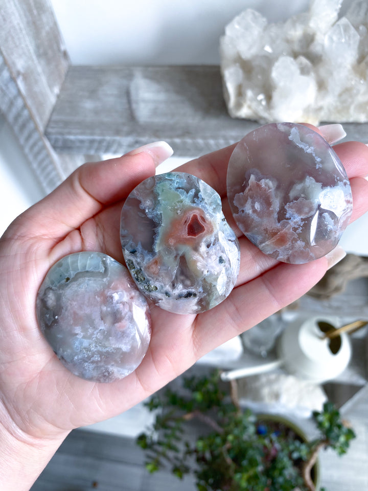 Thin, Unique Flower Agate Palm Stone