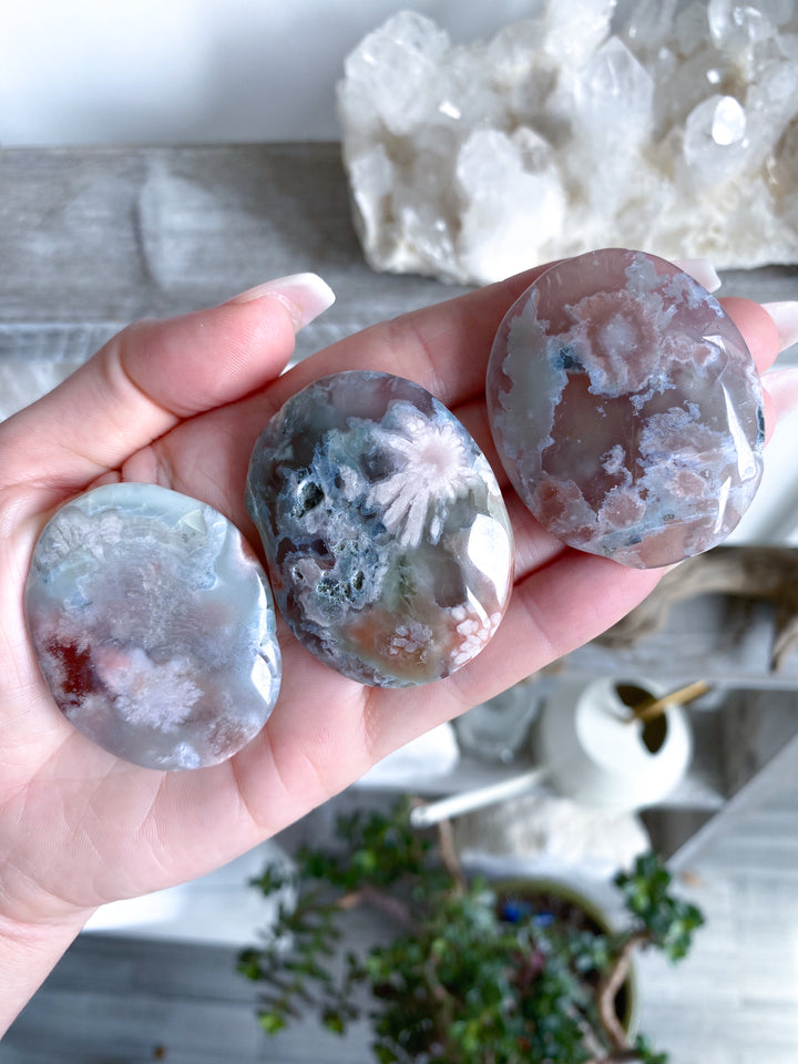 Thin, Unique Flower Agate Palm Stone