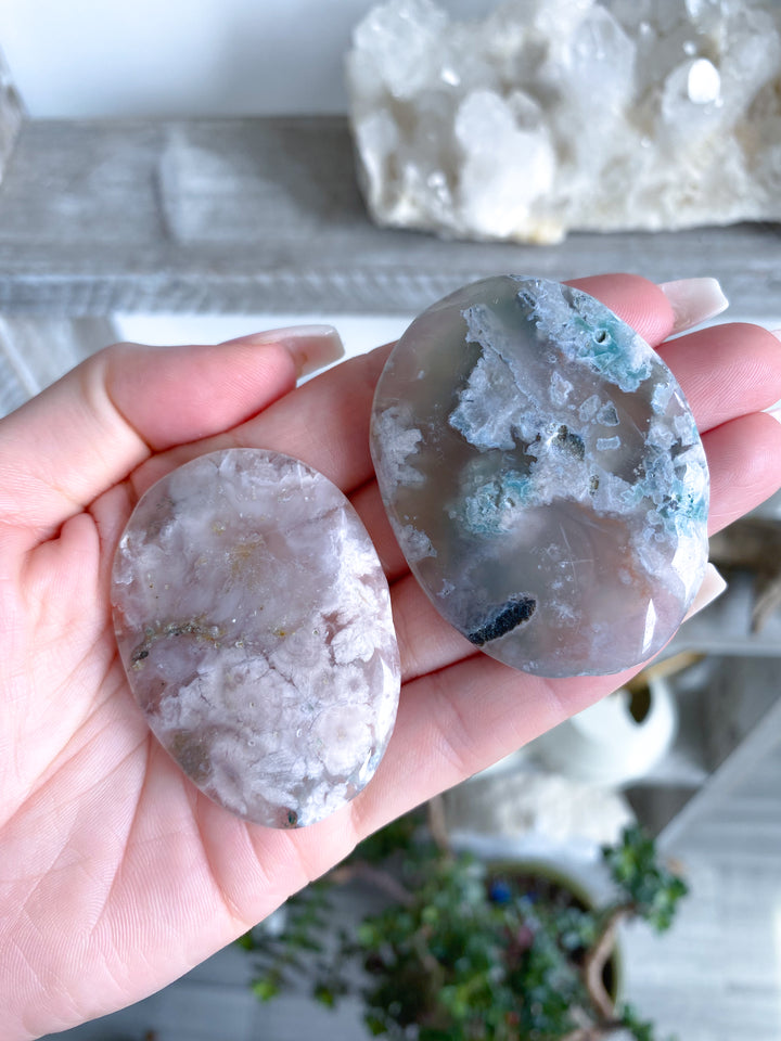 Thin, Unique Flower Agate Palm Stone