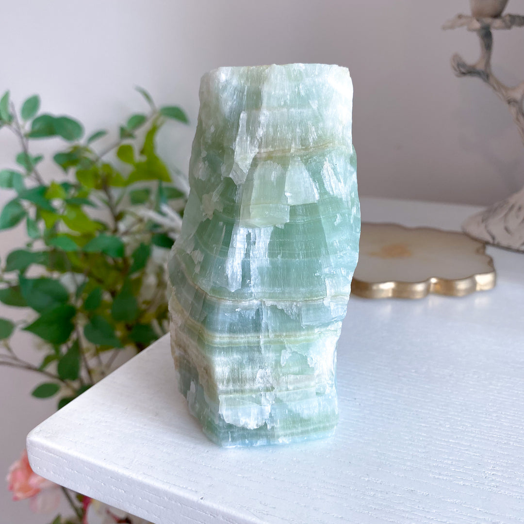 Large, Gorgeous Pistachio Calcite Raw Chunk 