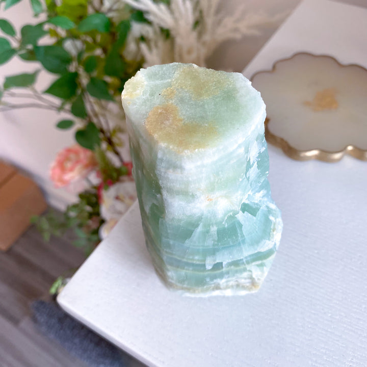 Large, Gorgeous Pistachio Calcite Raw Chunk 