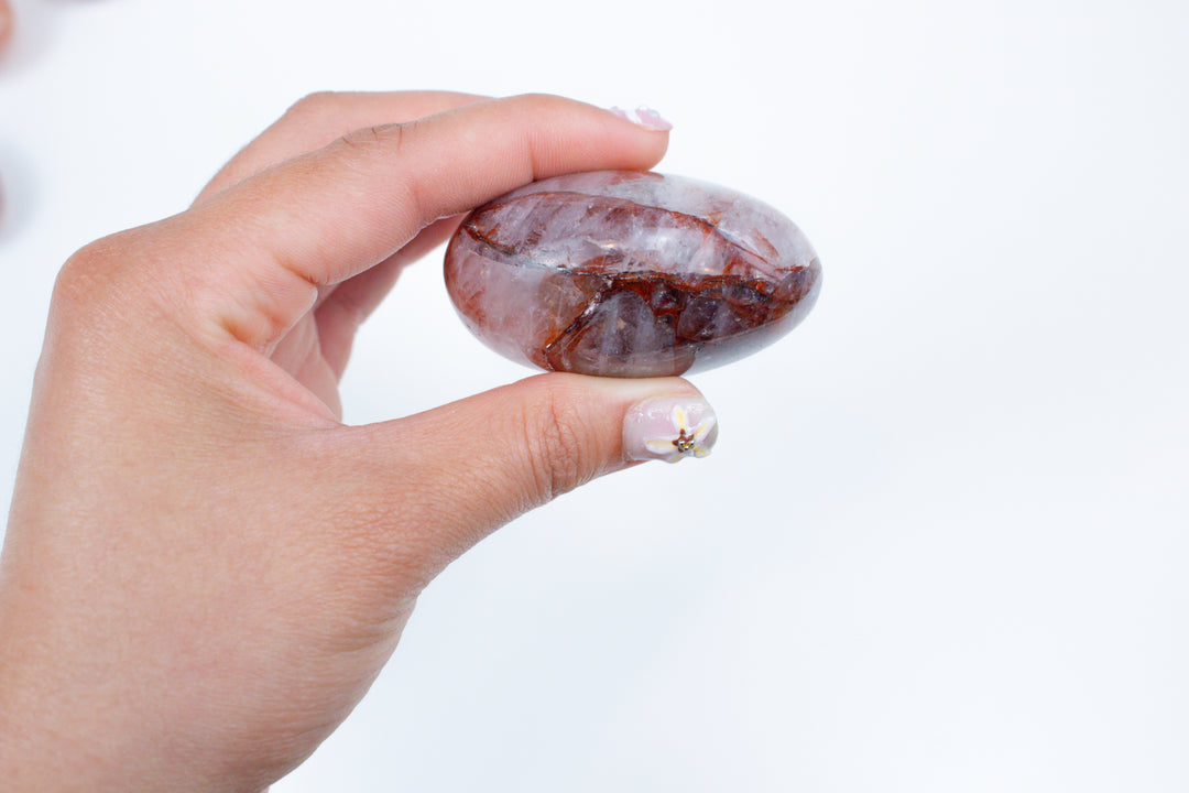 Vibrant Fire Quartz Palm Stone