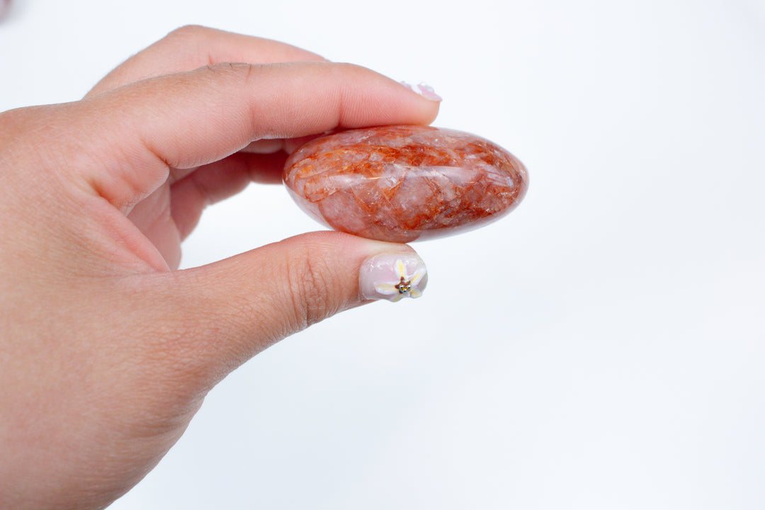 Vibrant Fire Quartz Palm Stone