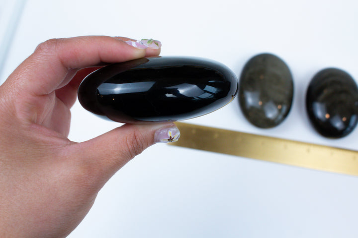 XL Jumbo Golden Sheen Obsidian Palm Stone
