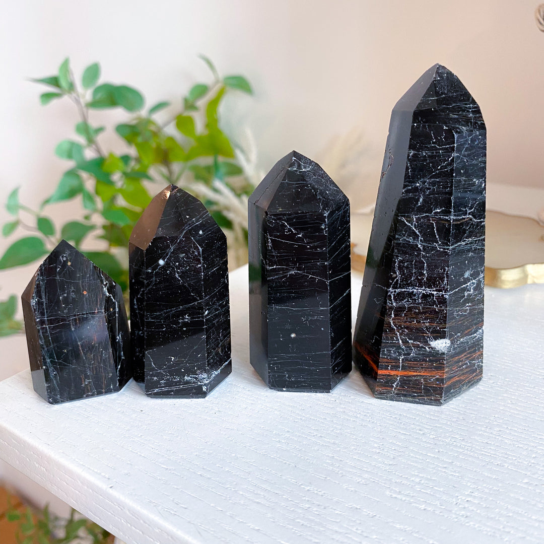 Shiny Black Tourmaline Tower