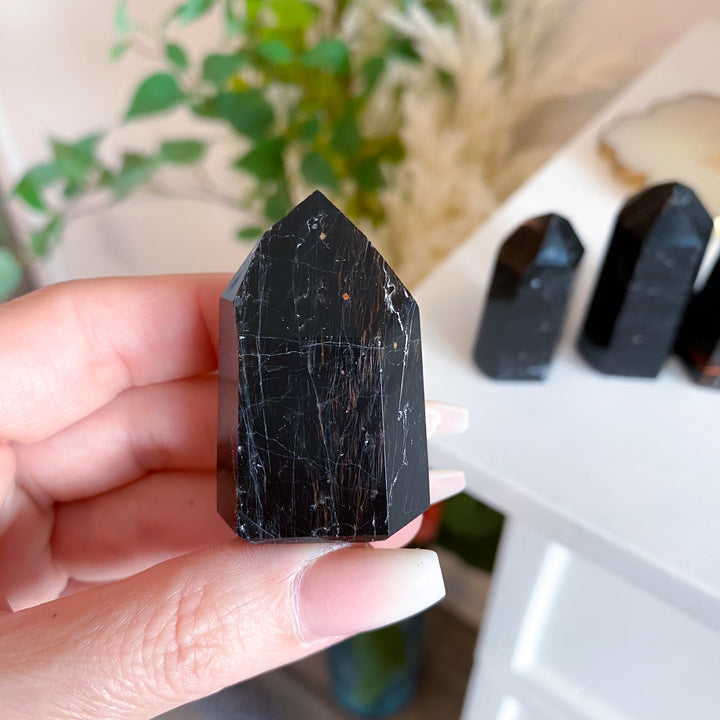 Shiny Black Tourmaline Tower