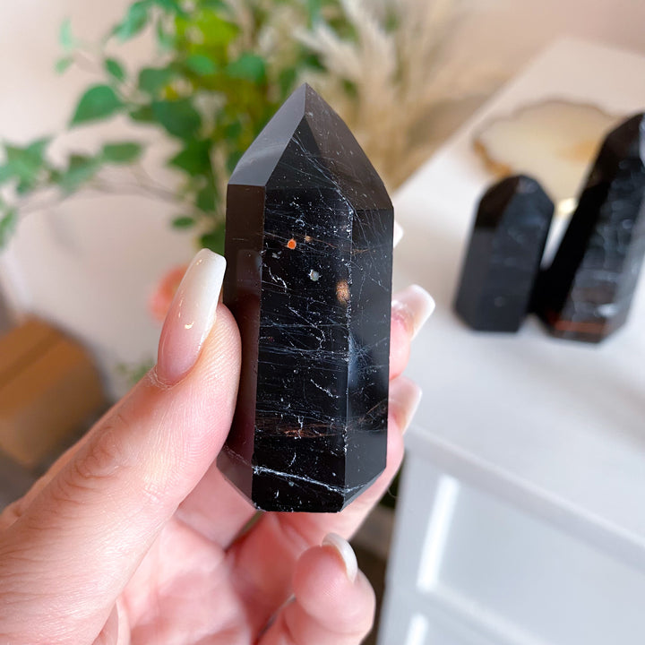 Shiny Black Tourmaline Tower