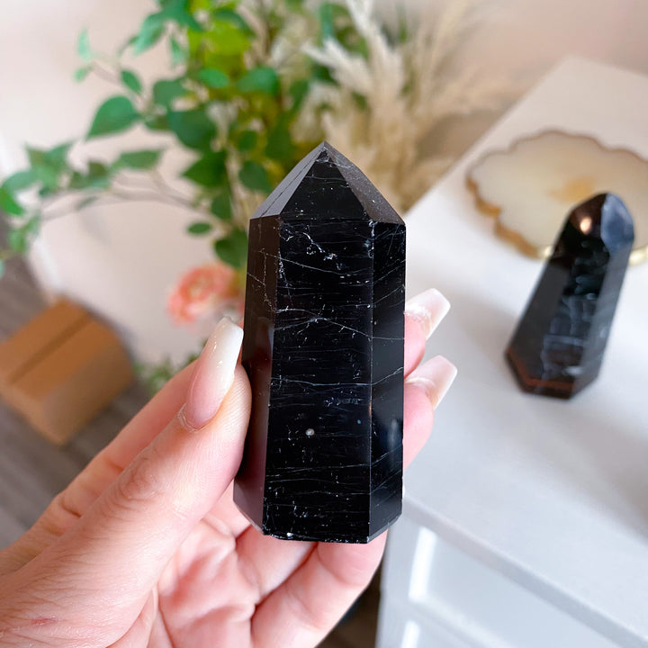 Shiny Black Tourmaline Tower