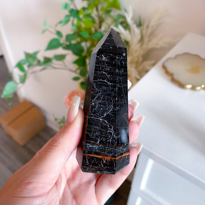 Shiny Black Tourmaline Tower