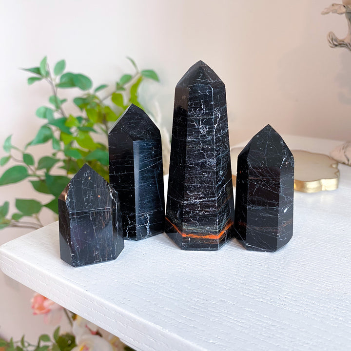 Shiny Black Tourmaline Tower