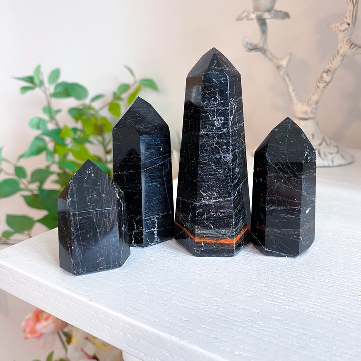 Shiny Black Tourmaline Tower