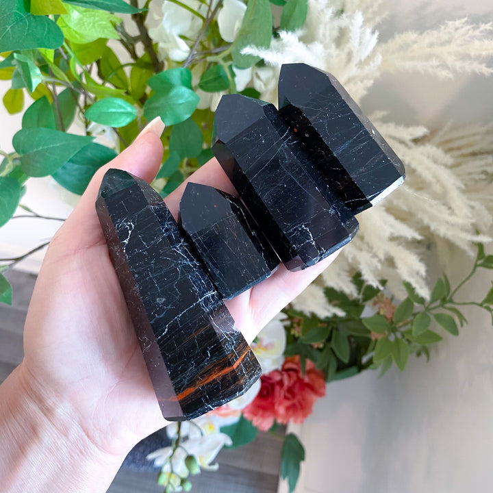 Shiny Black Tourmaline Tower