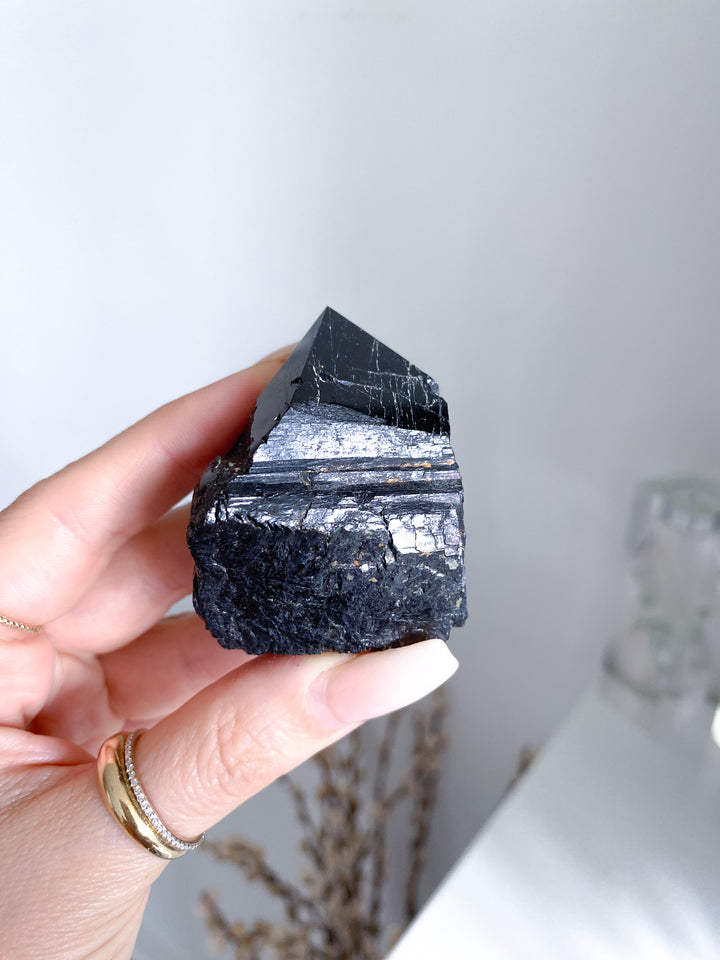 Shiny Black Tourmaline Top Polish Point #10