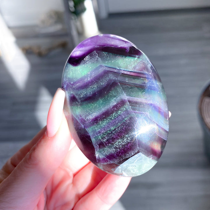Chevron Rainbow Fluorite Palm #2