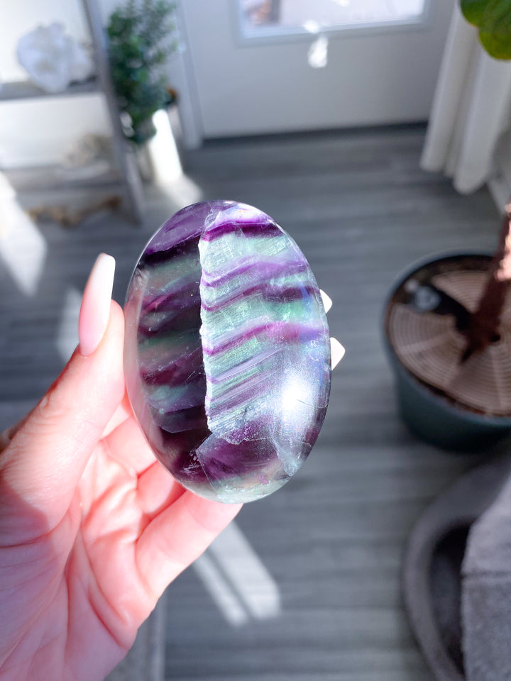 Chevron Rainbow Fluorite Palm #2
