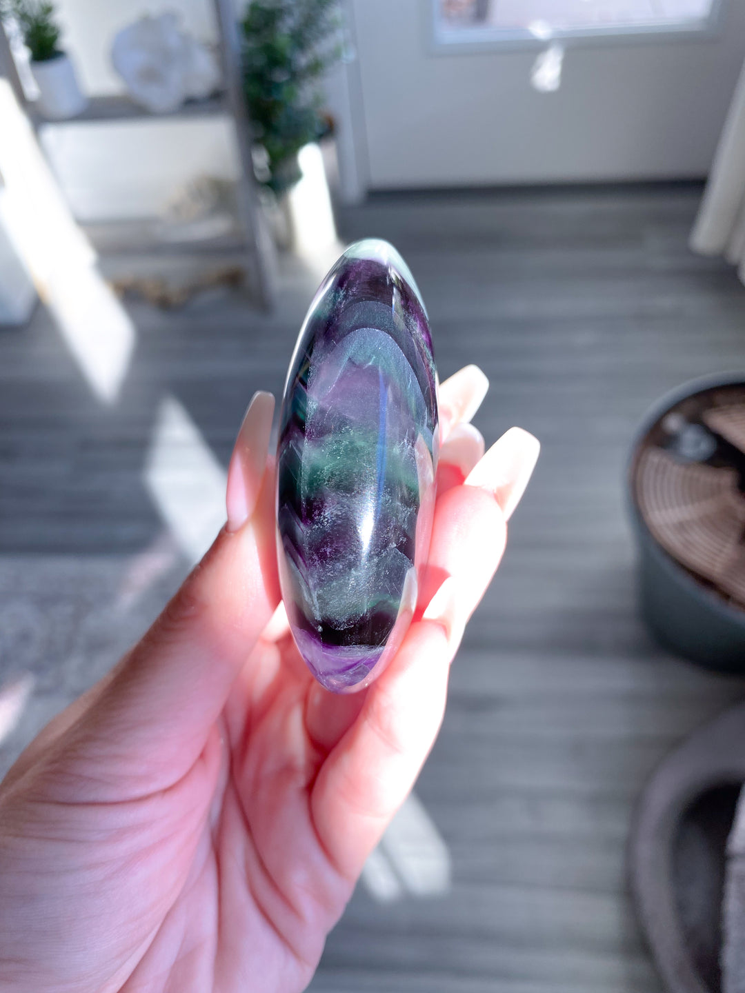 Chevron Rainbow Fluorite Palm #2