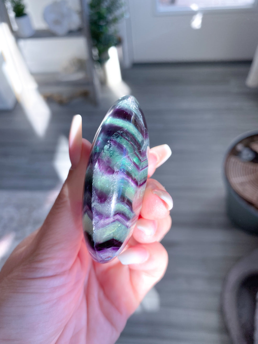 Chevron Rainbow Fluorite Palm #2