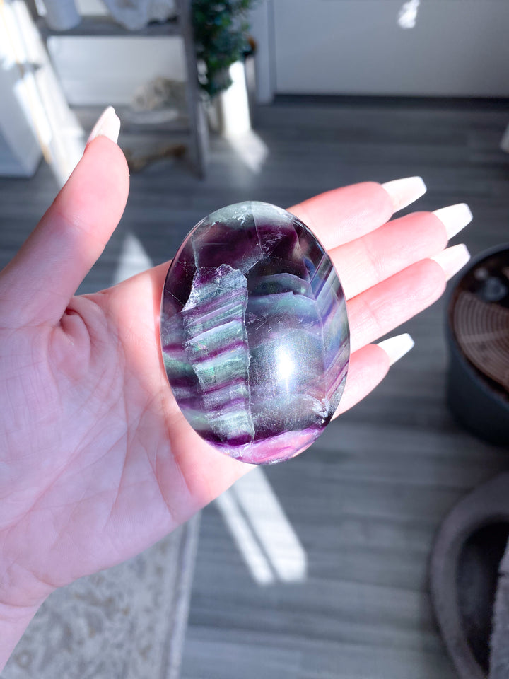 Chevron Rainbow Fluorite Palm #2