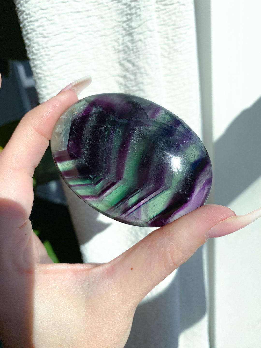 Chevron Rainbow Fluorite Palm #2