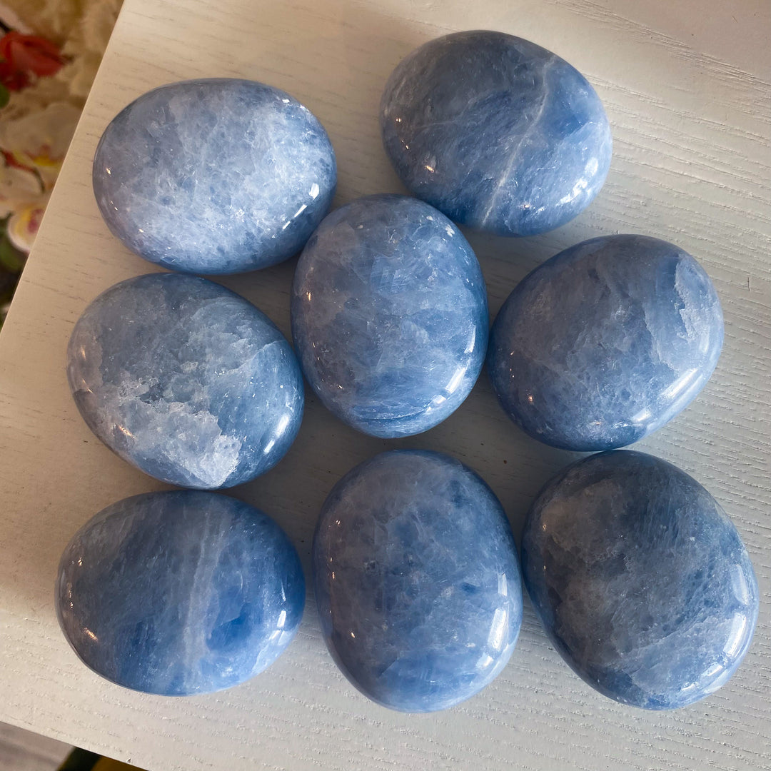 Quality Blue Calcite Palm Stone