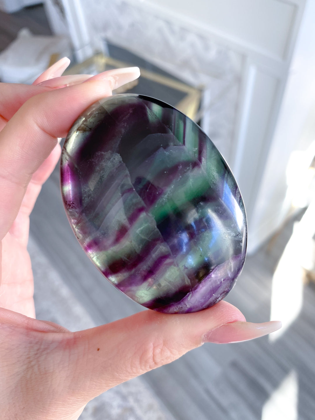 Chevron Rainbow Fluorite Palm #2