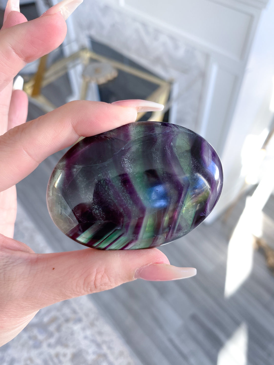 Chevron Rainbow Fluorite Palm #2