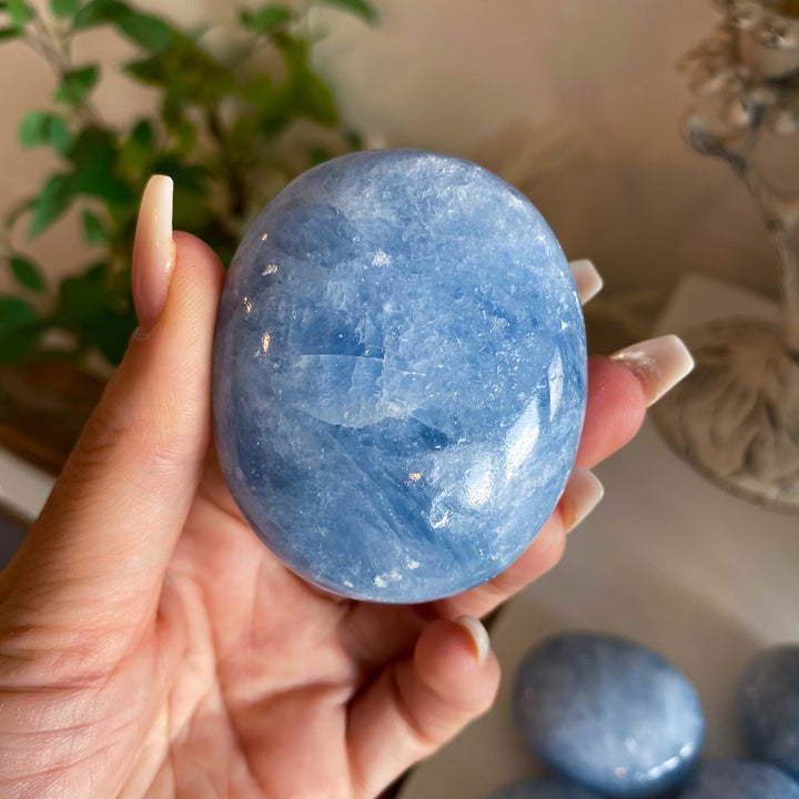 Quality Blue Calcite Palm Stone