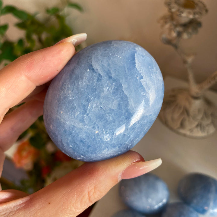 Quality Blue Calcite Palm Stone