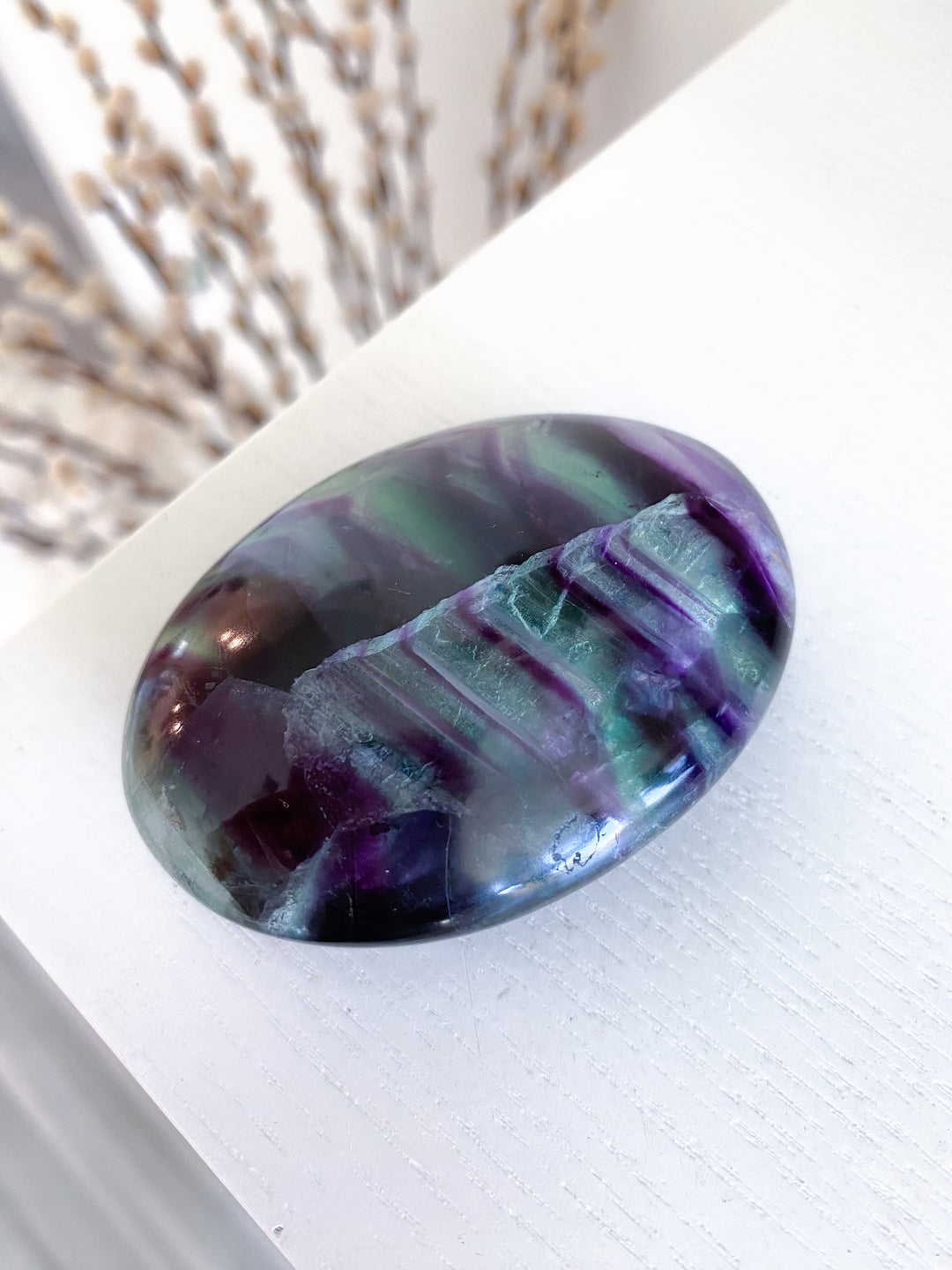 Chevron Rainbow Fluorite Palm #2