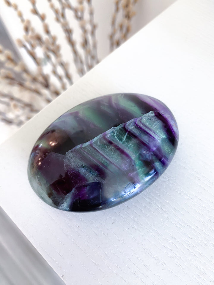 Chevron Rainbow Fluorite Palm #2