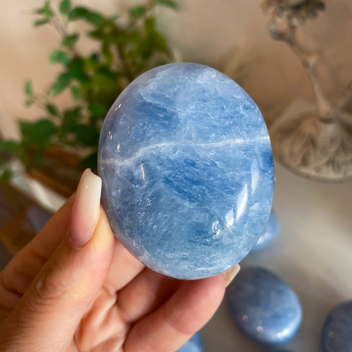 Quality Blue Calcite Palm Stone