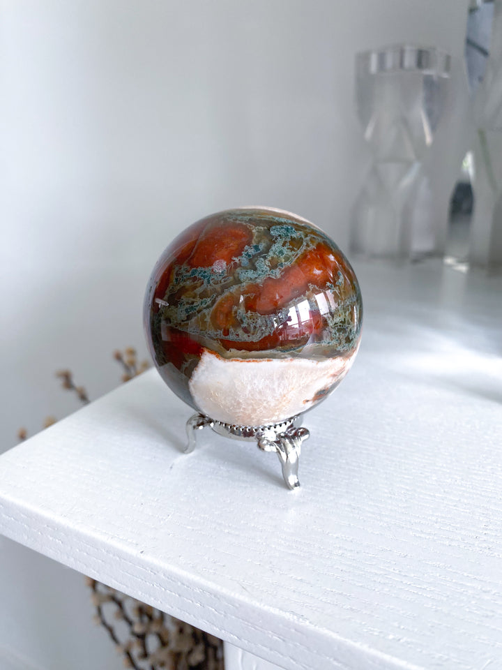 Carnelian & Moss Agate Sphere #1 - Get Exact Crystal