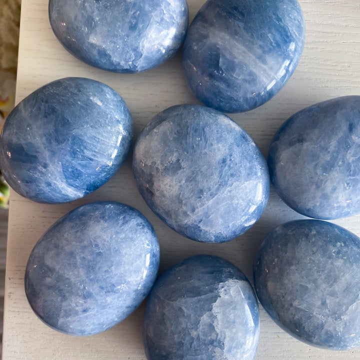 Quality Blue Calcite Palm Stone