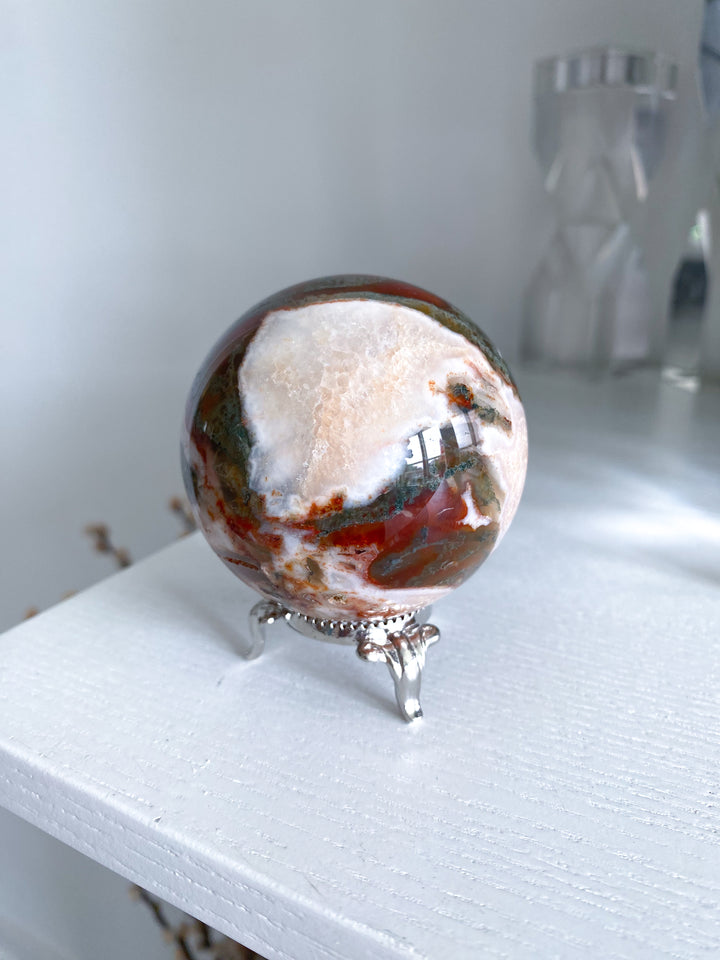 Carnelian & Moss Agate Sphere #1 - Get Exact Crystal