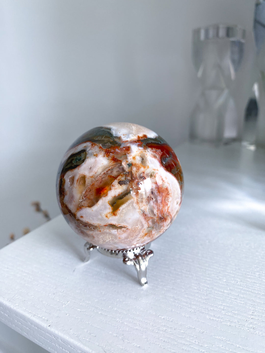 Carnelian & Moss Agate Sphere #1 - Get Exact Crystal