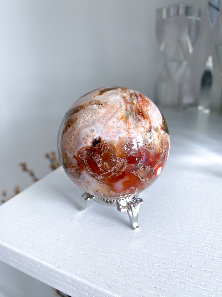 Carnelian & Moss Agate Sphere #1 - Get Exact Crystal