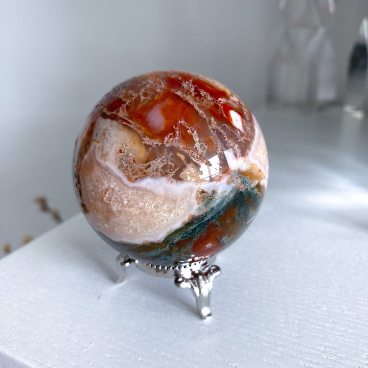 Carnelian & Moss Agate Sphere #1 - Get Exact Crystal