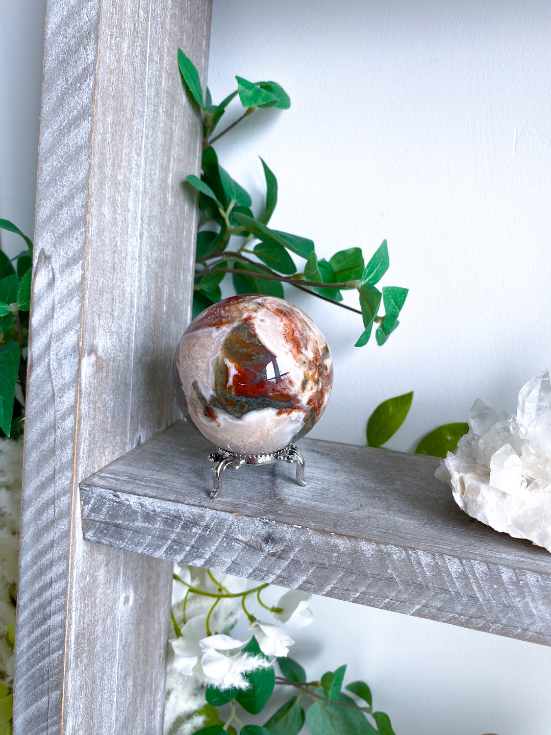 Carnelian & Moss Agate Sphere #1 - Get Exact Crystal