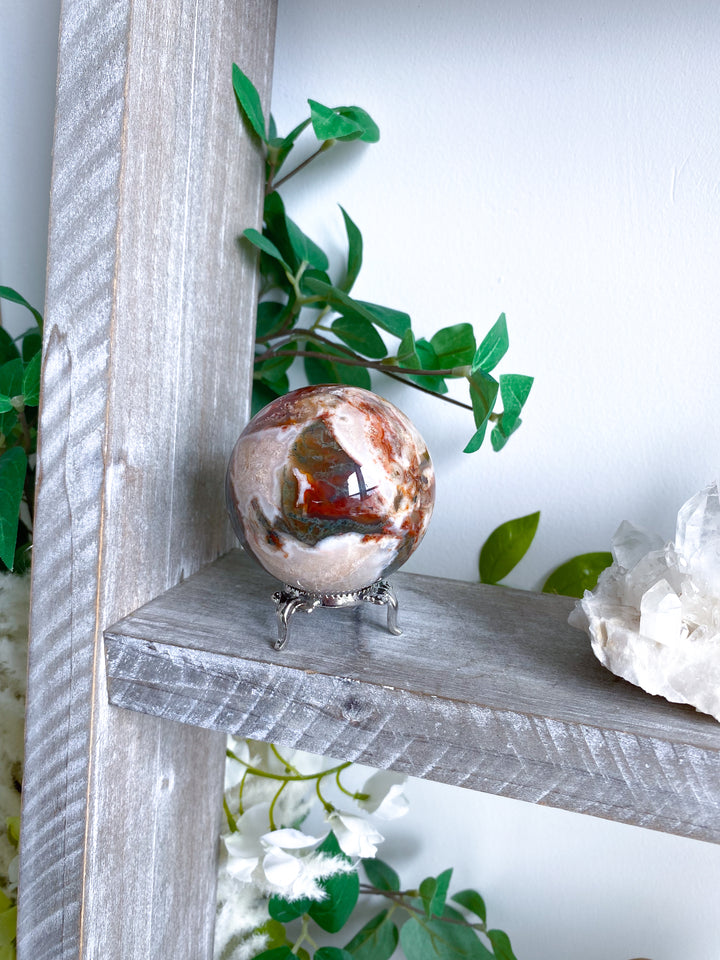 Carnelian & Moss Agate Sphere #1 - Get Exact Crystal