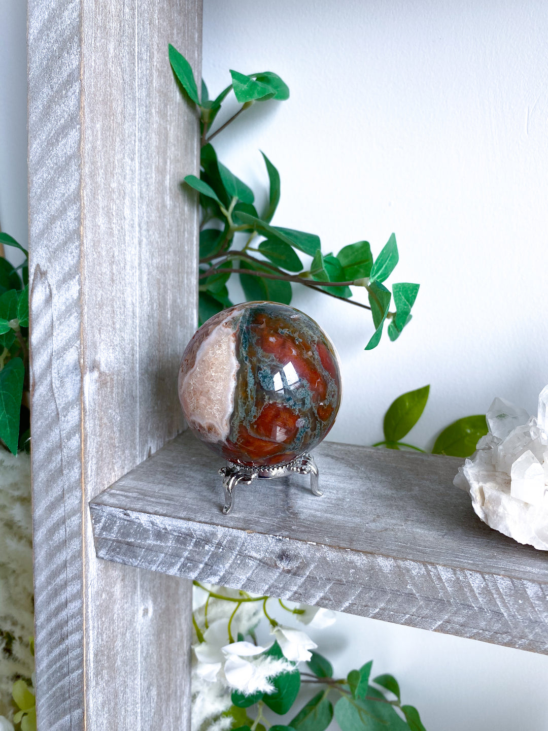 Carnelian & Moss Agate Sphere #1 - Get Exact Crystal