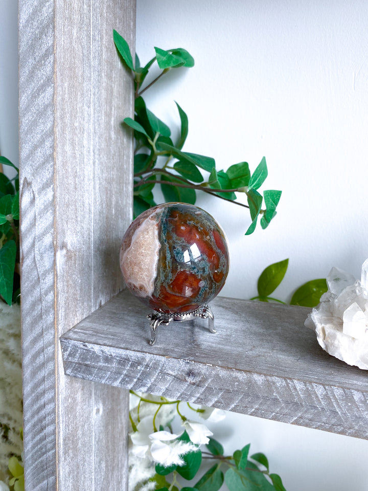 Carnelian & Moss Agate Sphere #1 - Get Exact Crystal