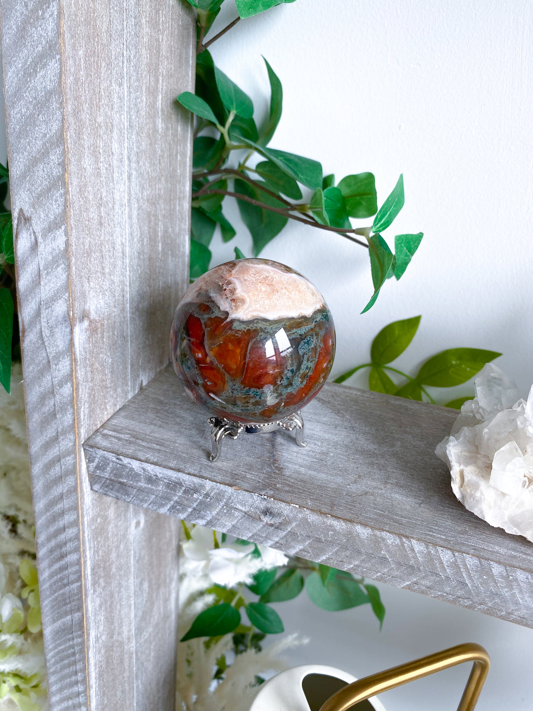 Carnelian & Moss Agate Sphere #1 - Get Exact Crystal